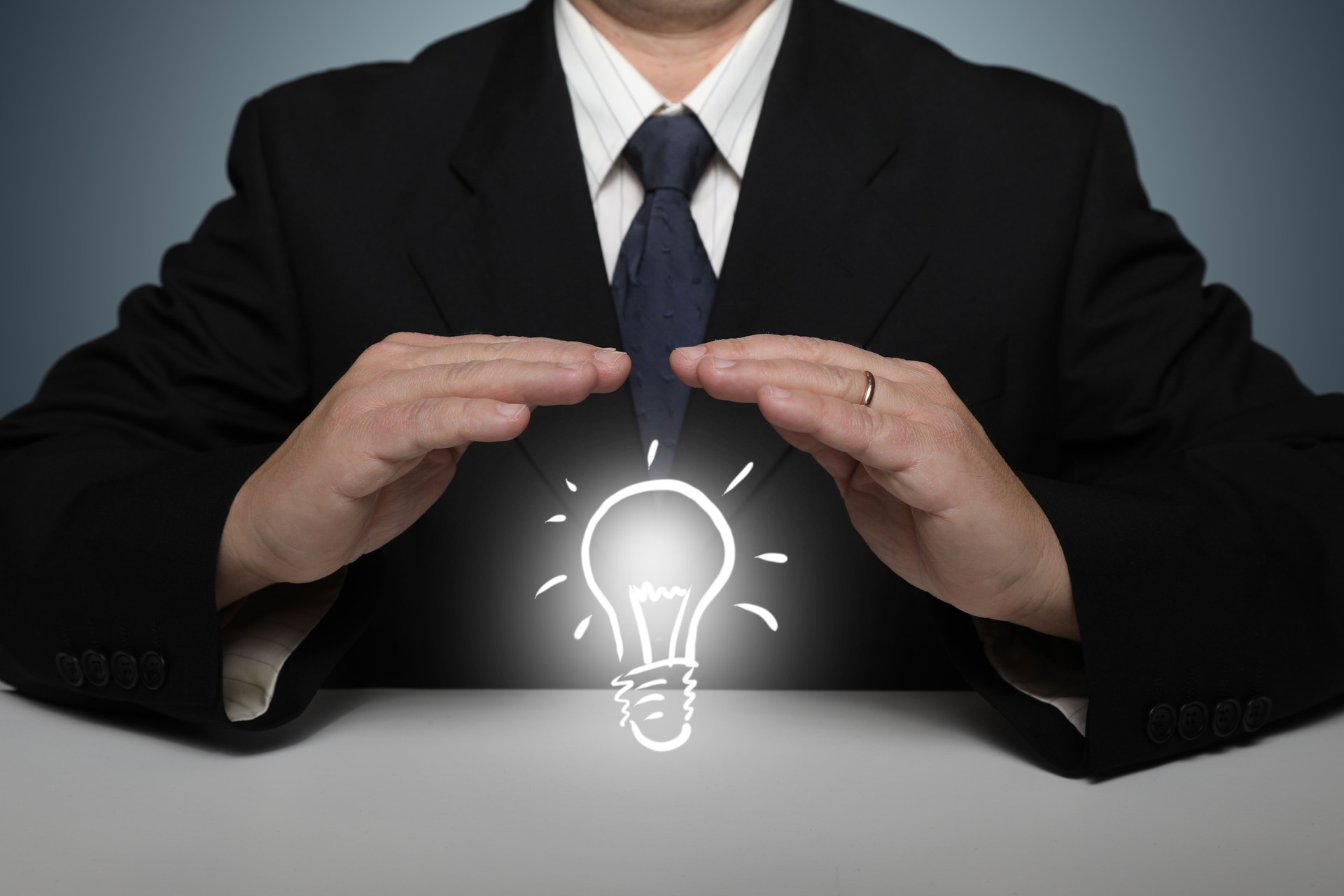 Businessman creative bright idea innovation business leadership